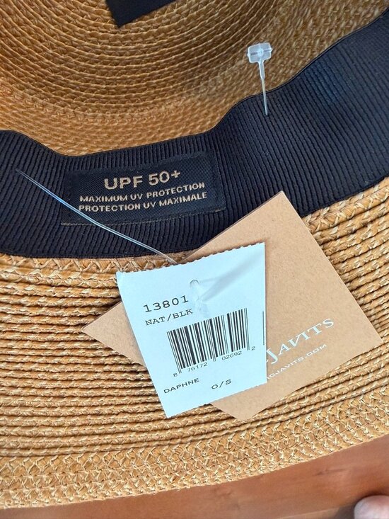 Eric Javits Daphne Wide Brim Sun Hat Natural Black UPF 50+ NWT main image 9